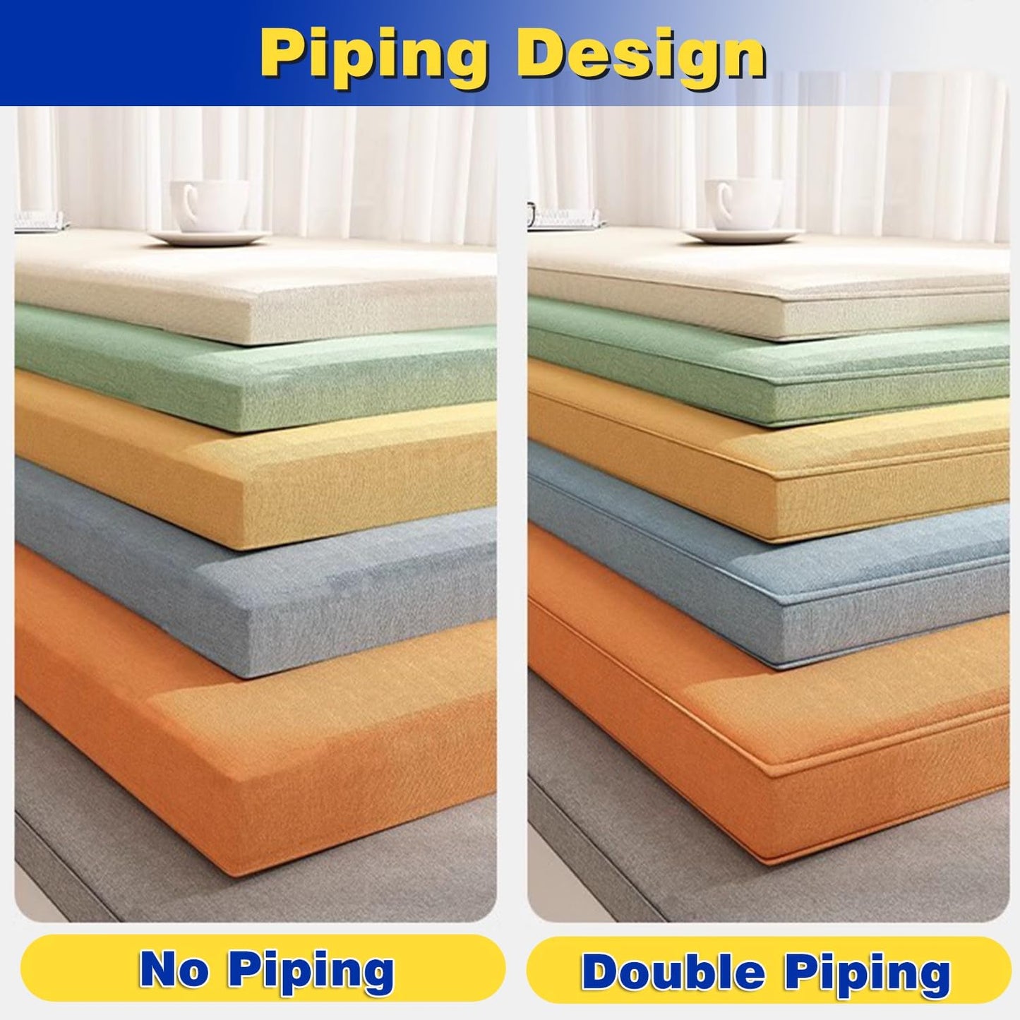 Custom Bench Cushion, Window Seat Cushions Indoor, Bench Cushions for Indoor Furniture,Non-Slip Bench Pads,75D Thickened Foam Bench Cushion for Indoor Bay Window Outdoor Garden Patio Cushion