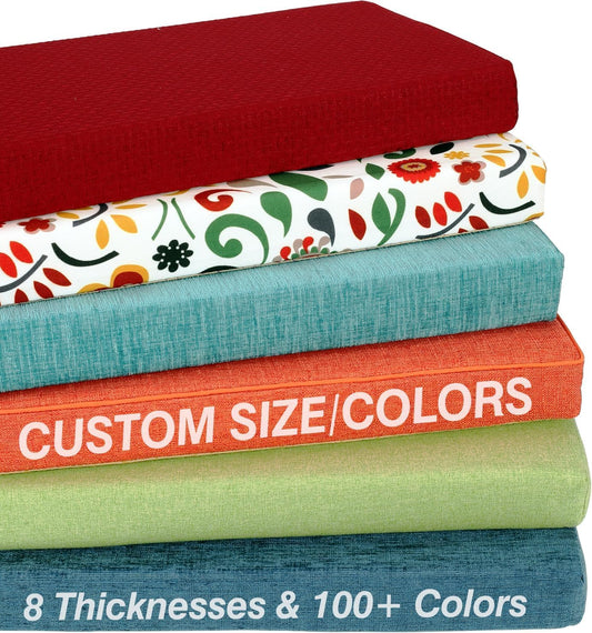 Custom Bench Cushions for Indoor Furniture, Bay Window Seat Cushions Indoor, 75D High-Resilience Foam Cushions, 6 Fabrics, and 100+ Colors to Choose from with Non-Slip Bottom and Zipper for The Church